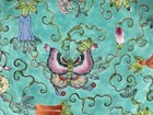 Chinese Famille Rose Turquoise Ground Butterfly Plate  Qing Guangxu Nianxi Mark