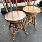 Antique Victorian Adjustable Piano Stool Chair Glass Ball Claw
