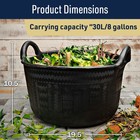 Large Bucket With Handles 30l 8-gal Natural Rubber Bucket Multi Use Yard Waste