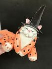 Amy Lacombe Whimsiclay Cats Figurine Annaco Vtg 2002 Witchy Halloween Tea Light