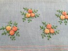 Vintage 1930s Hankie Keeper Heavy Blue Linen Hand Embroidered Florals Coronation