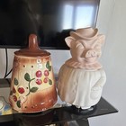 Ceramic Piggy Bank Figurines Lot Of 2 Pig In Suit   Cowgirl Pig