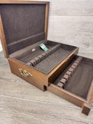 Vintage Pacific Silvercloth Wood Silverware Flatware Storage Chest Box 16x11 5   