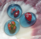 Sea Glass  Three Round Blue With Beautiful Multi Color Design