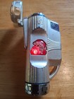 Vintage Metal Torch Light Up Lighter Brush Silver Finish W  Santa Face