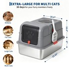 Xl Stainless Steel Cat Litter Box With Lid front Entry fully Enclosed Top scoop