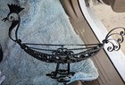 Vintage Twisted Wrought Iron Metal Collectible Mcm Rooster Bird Basket 21  X 12 