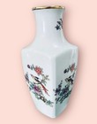 Vintage Rare Hollohaza Hungary Porcelain Vase Numbered 5018 Flowers Birds 12   