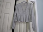 Forever 21 White And Black Pinstripe Peplum Blouse  Size Small