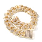 40mm Hip Hop Cuban Link Chain Necklace 5a T Zircon18k Real Gold Plated Jewelry