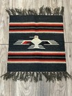 Chimayo New Mexico Hand-woven Wool Mat With Thunderbird Motif     Vintage Ca  1950