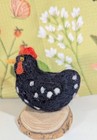 Jan Dwyer Collectibles Original Needled Felted Black Speckled Hen - Fac-3