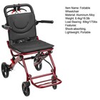 Lightweight Folding Transport Wheelchair 8  Rear Wheels Travel Chair 175 Lb Cap