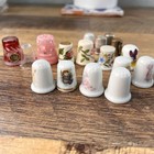 Vintage Souvenir Thimble Lot Of 18 Metal  Ceramic  Porcelain Sewing Collectibles