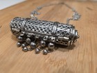 Rare Vintage Estee Lauder Silver Filigree Solid Perfume Lipstick Case Necklace