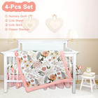 4-piece Crib Bedding Set For Girls  Pink Baby Girl Bedding Set With Crib Skirt 