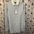 Polo Ralph Lauren Mens Classic Fit Blue   White Striped Dobby Dress Shirt Nwt