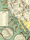 1936 Early Big Game Fish Map - Vintage Fishing Art Print Poster - 20x22