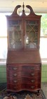Solid Antique Walnut Clawfoot Serpentine Secretary Desk Chippendale Bookcase