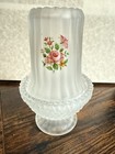 Frosted Satin Glass Fluted Fairy Lamp Candle Holder Roses Vintage Hobnail 6 5 