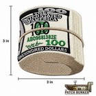 3x3in Embroidered  100 Bill Roll Iron-on Patch     Unique Money Stack Design