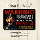 Fox Red Lab Security Sign Warning Protected Guard Outdoor Labrador Funny Metal