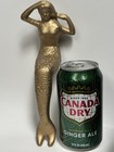 Vtg Mermaid Statue Gold Cast Iron  Heavy Metal Figurine Sculpture - Shelf Sitter