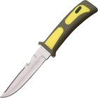 Diving Knife   Rite Edge 4in Stainless Steel Blade Yellow gray Rubber   Sheath