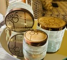 Vint 4 Piece Vanity Jars With Lids  Loose And Pressed Powder  1930