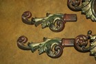 2 Matched Sets Antique vintage Cast Iron Curtain Rod Medallions   Finials