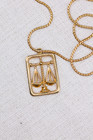 Vintage Avon Libra Zodiac Necklace Gold Tone Scales Pendant 1970s Signed