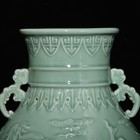 Collectable Art Chinese Hand Painting Monochrome Glaze Porcelain Two Ear  Vase
