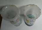 Pair 2 Antique Victorian Hand-painted Bristol Glass 11 Inch Vases As Is