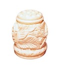 White Carved Floral Thimble Flowers And Leaves Lightweight  Possibly Wood