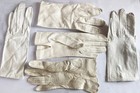 Vintage White And Brown Kidskin Leather Gloves Pearl Button Closure