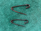 2 Antique  Different Size  Large Brass  Safety Pins  Lightly Cleaned  Free S h