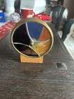 Vintage Brass Art Glass Double Wheel Kaleidoscope With Rosewood Stand
