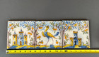 3 Antique Hand-painted Glazed Ceramic 5       Pictorial Tiles Bird   Castles