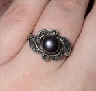 Vintage 925 Sterling Silver Moonstone Pendant Necklace   Pearl Ring Set 7 5