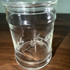 Vintage Clear Glass Small Apothecary Jar 6 5    Tall Etched Leafs Bathroom Qtips
