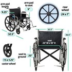 Medline Excel Extra-wide 24  Bariatric Wheelchair Supports Up To 500lbs Open Box