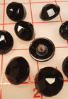 12 Vintage Jet Black Glass Shank Buttons  Dome Top With Facets 3 4   18mm  8
