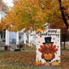 Turkey Happy Thanksgiving Garden Flag 12x18 Inch Double Sided For Outside  Pumpk