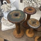 6 Vintage Industrial Wooden Textile Spools Early 20th Century Mill Bobbins