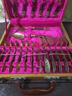 Vintage Tableware Thailand Siam Brass Flatware Set   Case 22 Piece 