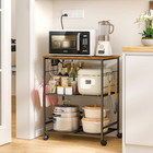 Rolling Kitchen Microwave Cart With Power Outlet  3 Tier Microwave Table Stand W