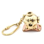 Brass Diving Helmet Keychain     Vintage Mini Diver Helmet Keyring