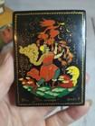 Palekh Russian Lacquer Box Hand Painted    firebird    Tiny Box