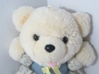 Dandee Cream Beige Teddy Bear Plush Pink Tongue Blue Dot Floral Dress Vintage