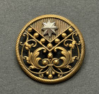 Gorgeous Antique Pierced Brass With Cut Steel Star Button - 1-1 4   x3 